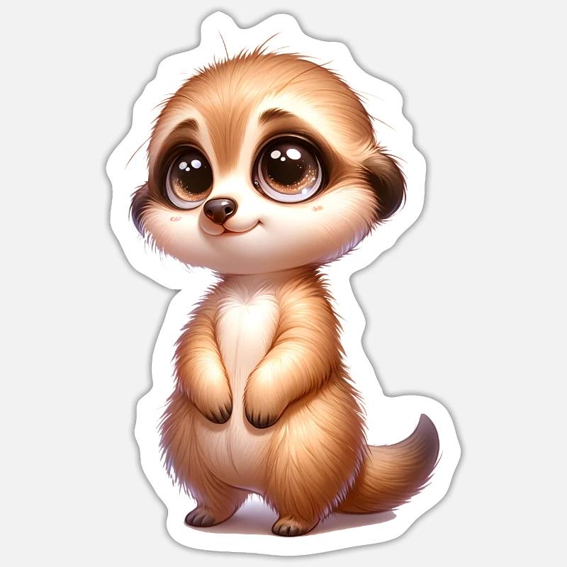 kleines süßes Erdmännchen - Sticker Größe S (10 x 10 cm) - Mattweiß