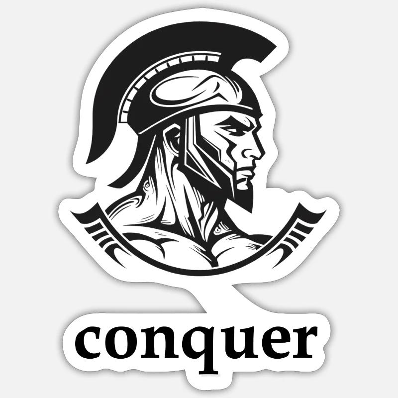 conquer Spartan - Sticker size S (10 x 10 cm) - white matte