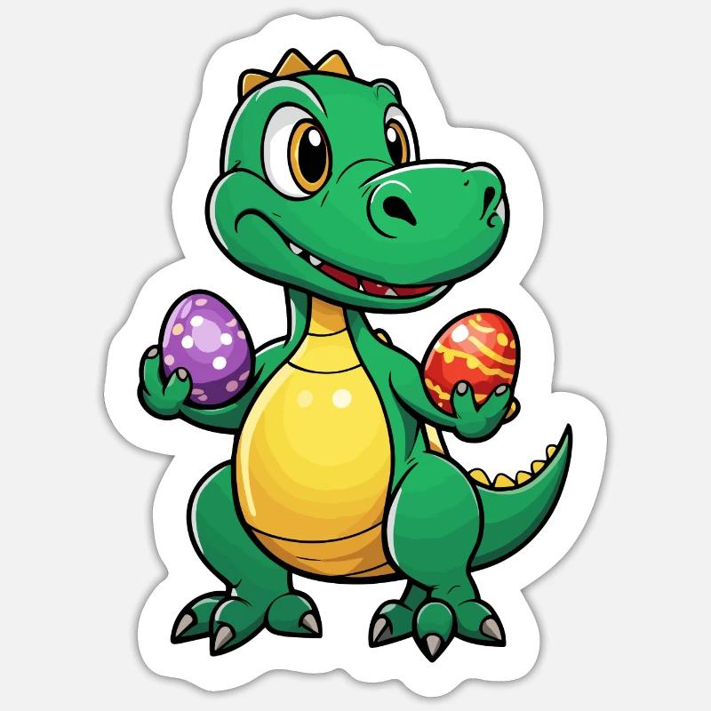 Dinosaur Easter Eggs Easter - Sticker size S (10 x 10 cm) - white matte