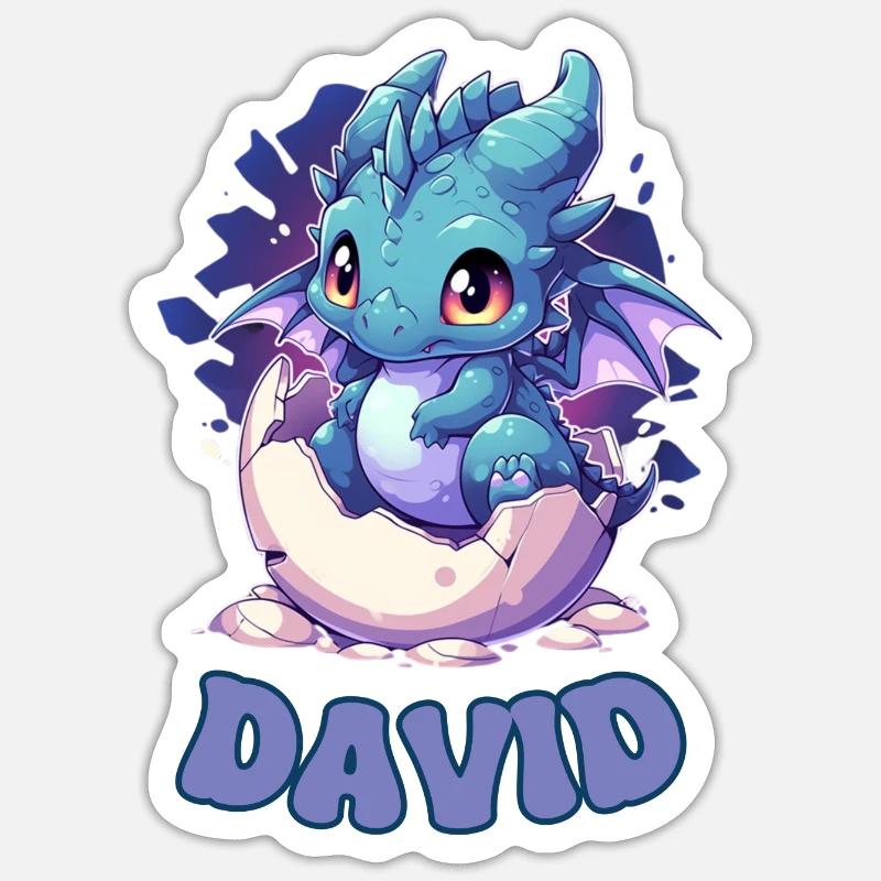 David - Name - Drache Sticker Größe S (10 x 10 cm)
