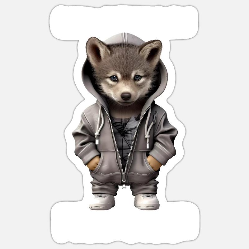 Ganz Dünnes Eis Freundchen Wolf - Sticker Größe S (10 x 10 cm) - Mattweiß