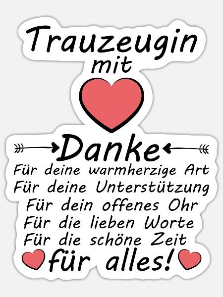Beste Trauzeugin der Braut Dankeschön Danke sagen - Sticker Größe S (10 x 10 cm) - Mattweiß
