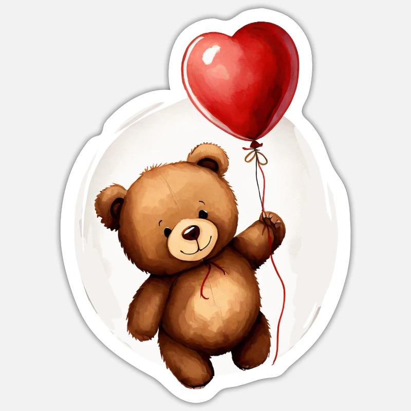 Bär mit Ballon Sticker Größe S (10 x 10 cm)