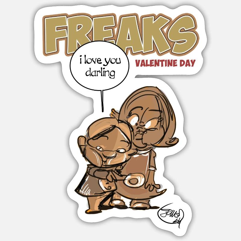 freaks valentin - Sticker taille S (10 x 10 cm) - blanc mat