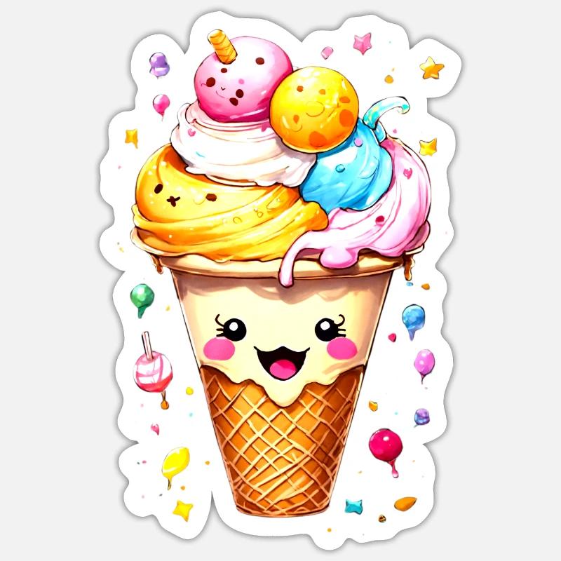 ice cream cone - Sticker size S (10 x 10 cm) - white matte