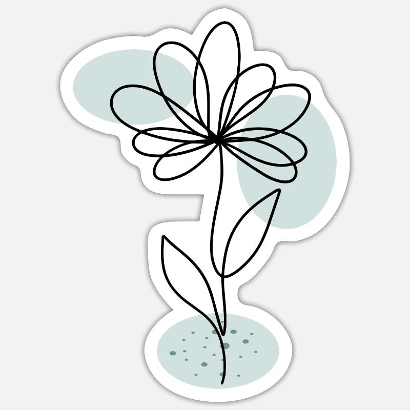 Blume Boho moderne Kunst - Sticker Größe S (10 x 10 cm) - Mattweiß