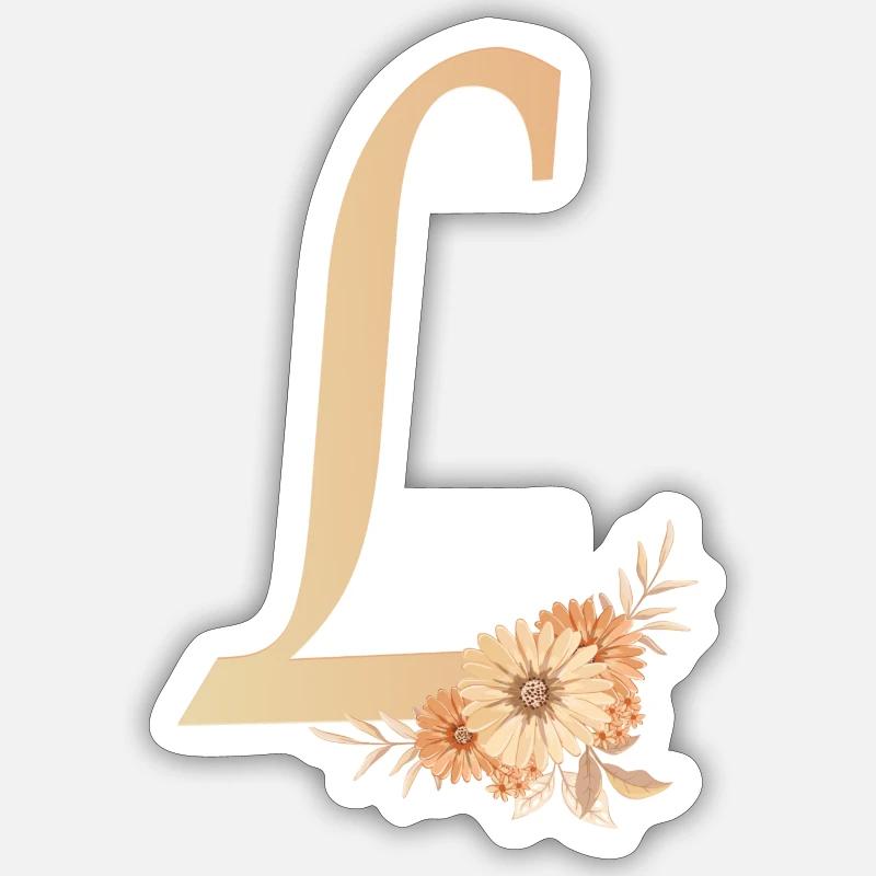 Buchstabe L mit Blumen - Sticker Größe S (10 x 10 cm) - Mattweiß