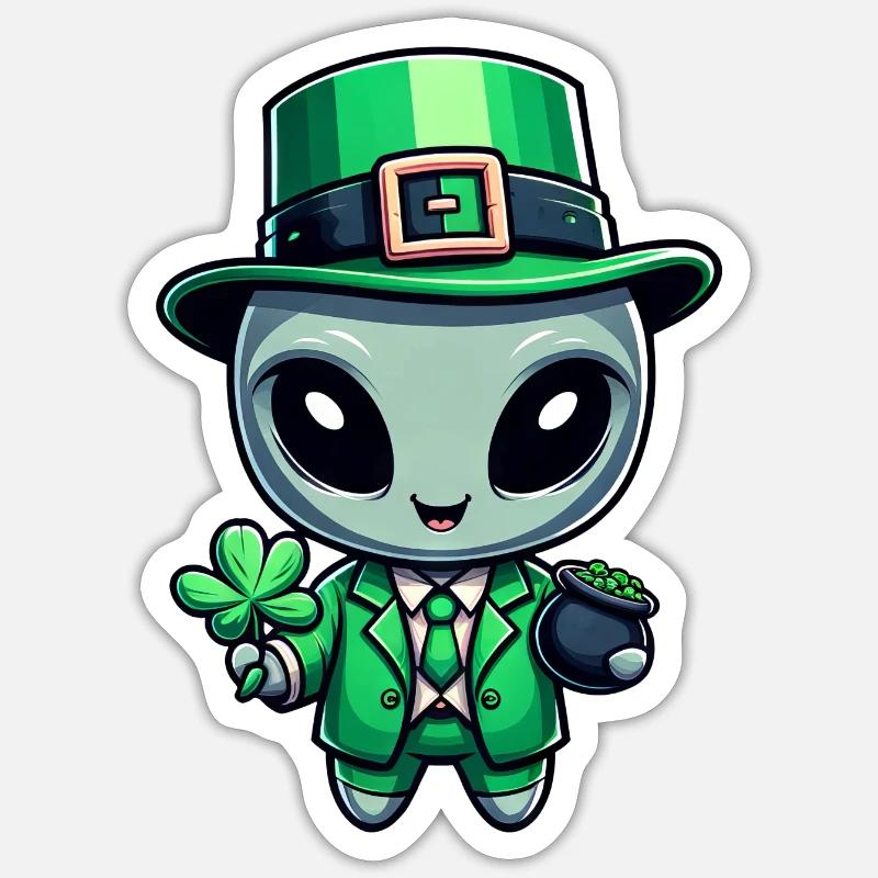 Conception de célébration extraterrestre extraterrestre de la Saint-Patrick Sticker taille S (10 x 10 cm)