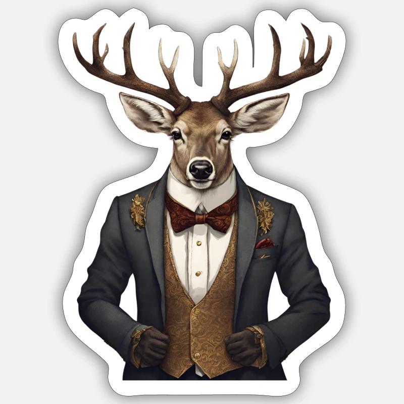 Hirsch - Sticker Größe S (10 x 10 cm) - Mattweiß