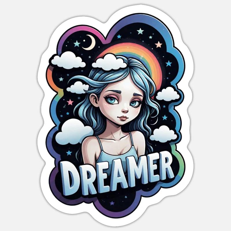 Träumer - Träumer - Träumer - Traum - Träumerei - Sticker Größe S (10 x 10 cm) - Mattweiß