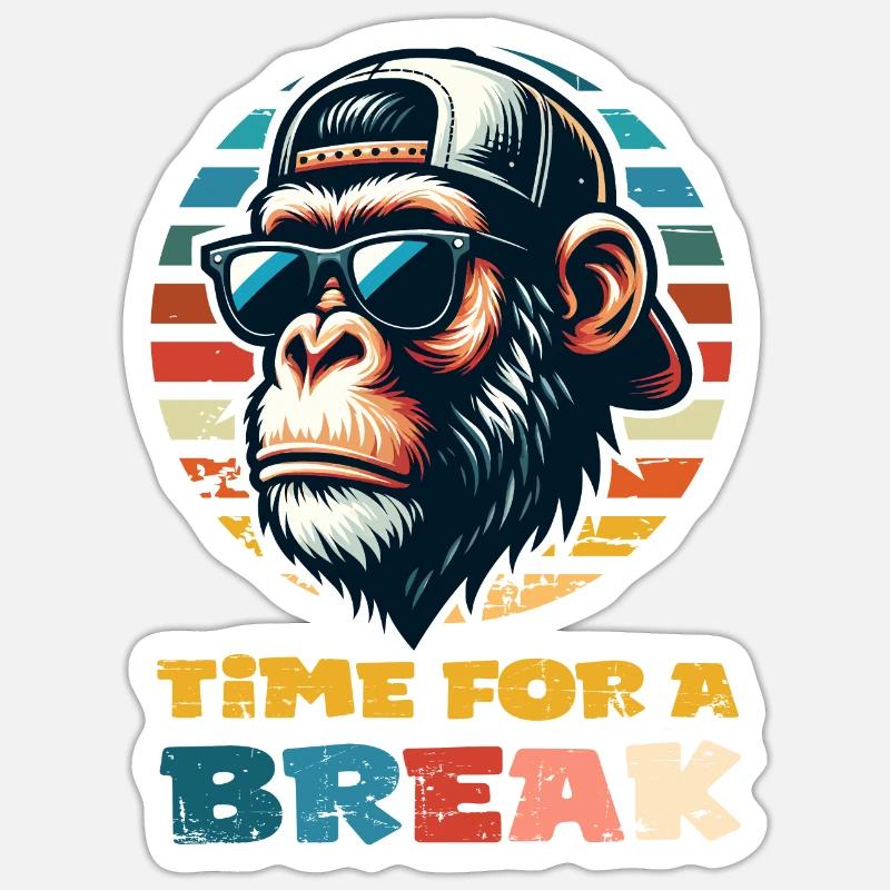 Monkey Time for a break Sticker Größe S (10 x 10 cm)