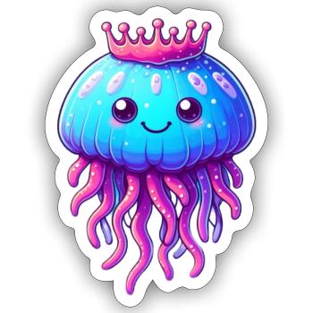 Eine Qualle mit Krone - Sticker Größe S (10 x 10 cm) - Mattweiß - Vorne