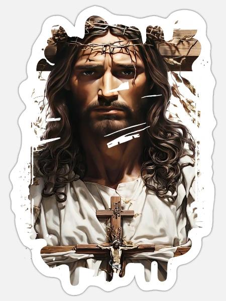 jesus bibel christliche religion christliches kreuz christlich - Sticker Größe S (10 x 10 cm) - Mattweiß