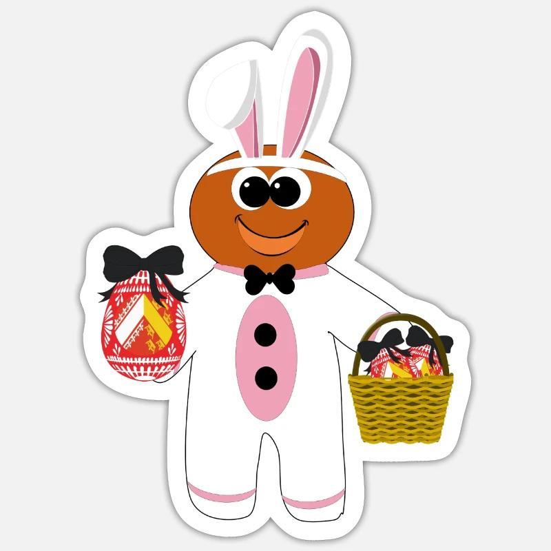 Mannele Mannala Lapin Alsace - Sticker taille S (10 x 10 cm) - blanc mat