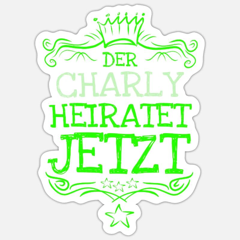 Célibataire Charly - Sticker taille S (10 x 10 cm) - blanc mat