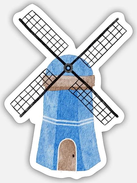 Windmühle blau - Sticker Größe S (10 x 10 cm) - Mattweiß