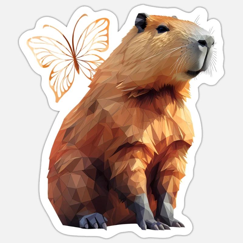 Capybara - Sticker taille S (10 x 10 cm) - blanc mat
