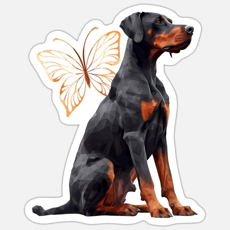 Doberman - Sticker taille S (10 x 10 cm) - blanc mat