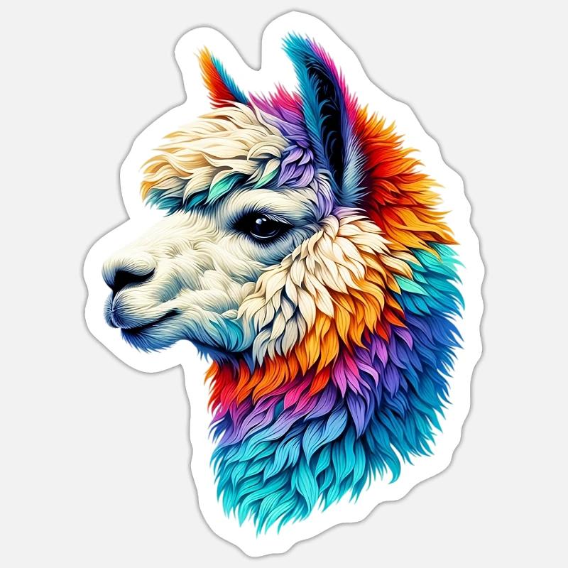 Alpaga - Sticker taille S (10 x 10 cm) - blanc mat