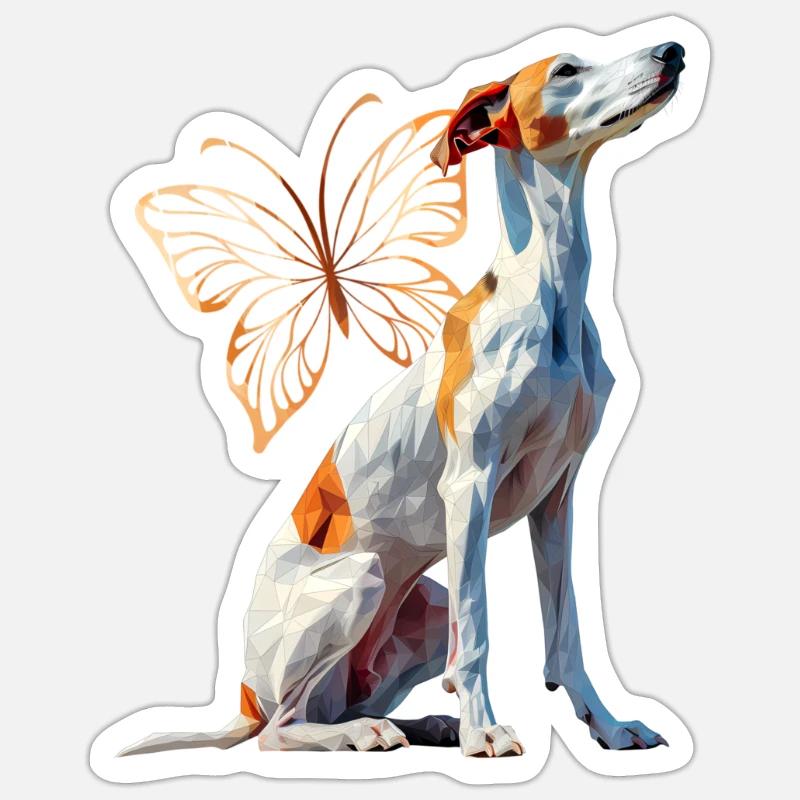 Lévrier - Sticker taille S (10 x 10 cm) - blanc mat