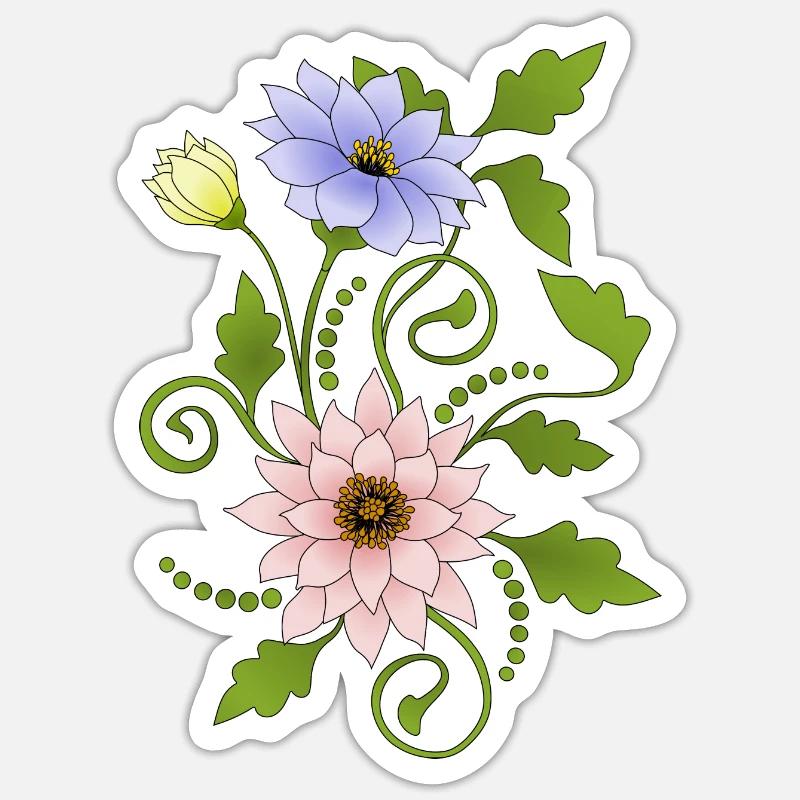 Fleur - Sticker taille S (10 x 10 cm) - blanc mat