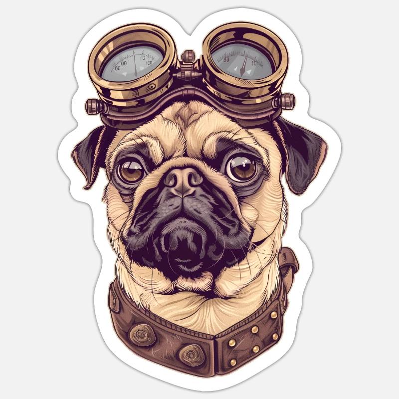 Carlin Steampunk - Sticker taille S (10 x 10 cm) - blanc mat