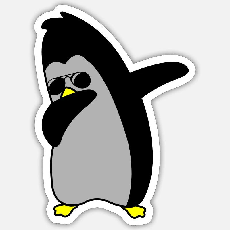 Pingouin Dabbing 02 - Sticker taille S (10 x 10 cm) - blanc mat