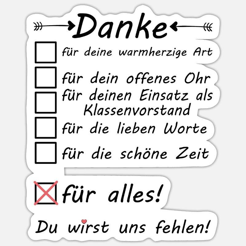 Danke an Klassenvorstand abschiedsgeschenk - Sticker Größe S (10 x 10 cm) - Mattweiß