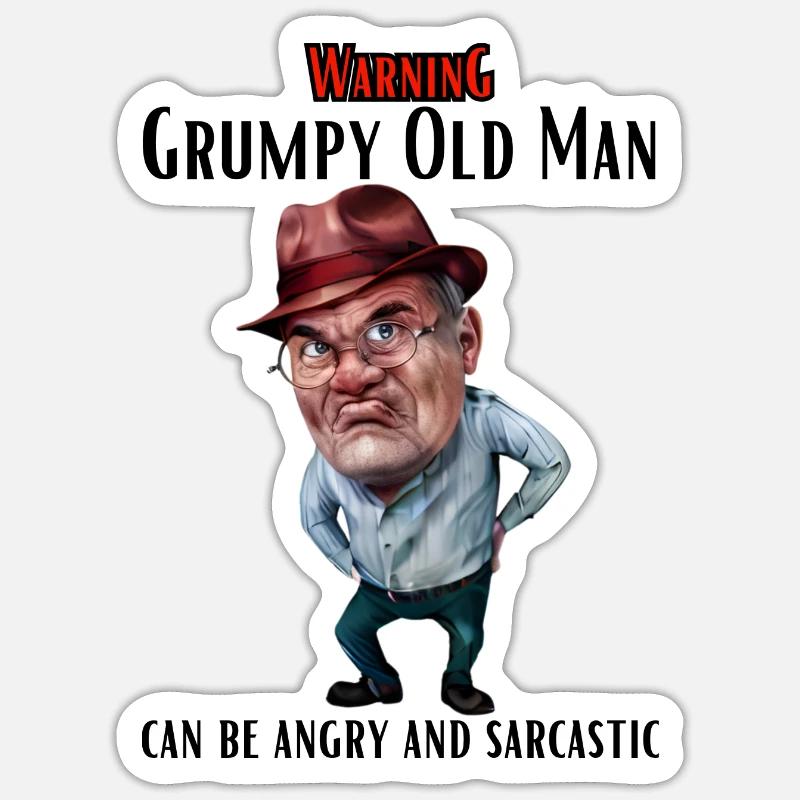 Warning Grumpy Old Man Sticker Größe S (10 x 10 cm)