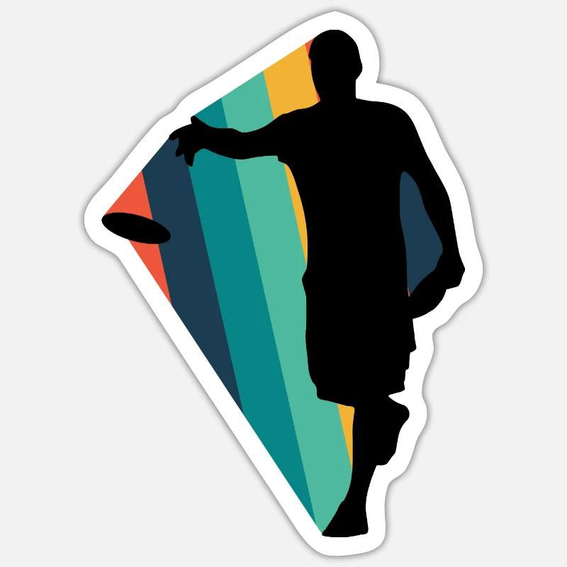 Frisbee Discgolfspieler Discgolfscheibe - Sticker Größe S (10 x 10 cm) - Mattweiß