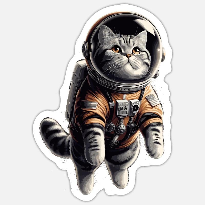 Cadeau d’astronaute BKH Tabby - Sticker taille S (10 x 10 cm) - blanc mat