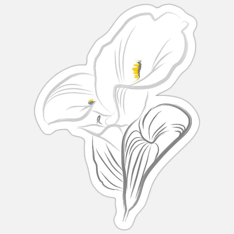 CALLA YELLOW-GREY - Sticker size S (10 x 10 cm) - white matte
