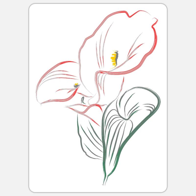CALLA mix Rot-Pink - Sticker Größe S (10 x 10 cm) - Mattweiß