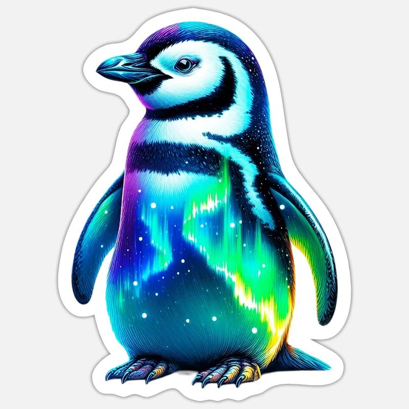 Aurora Borealis Penguin - Sticker size S (10 x 10 cm) - white matte