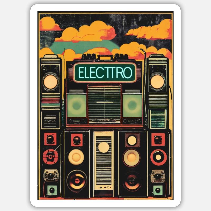 Rétro électro - Sticker taille S (10 x 10 cm) - blanc mat