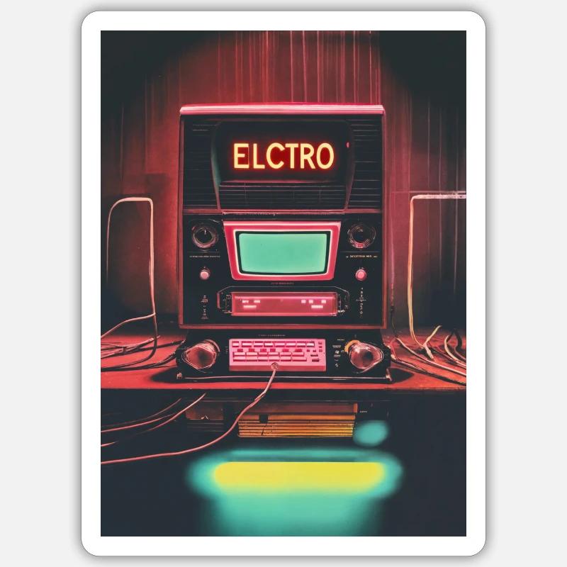 Rétro électro - Sticker taille S (10 x 10 cm) - blanc mat