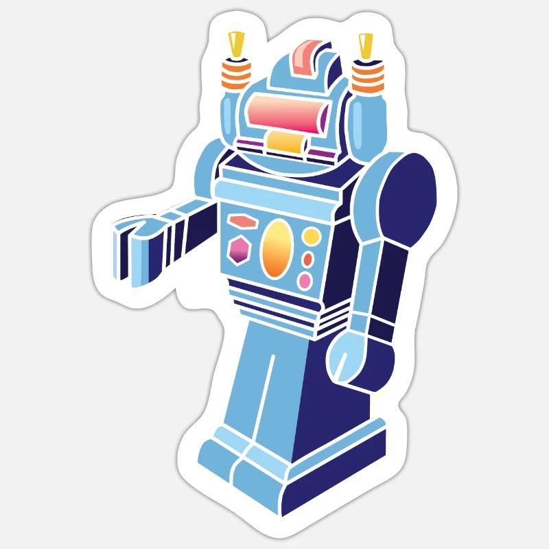 Retro Robot - Sticker size S (10 x 10 cm) - white matte