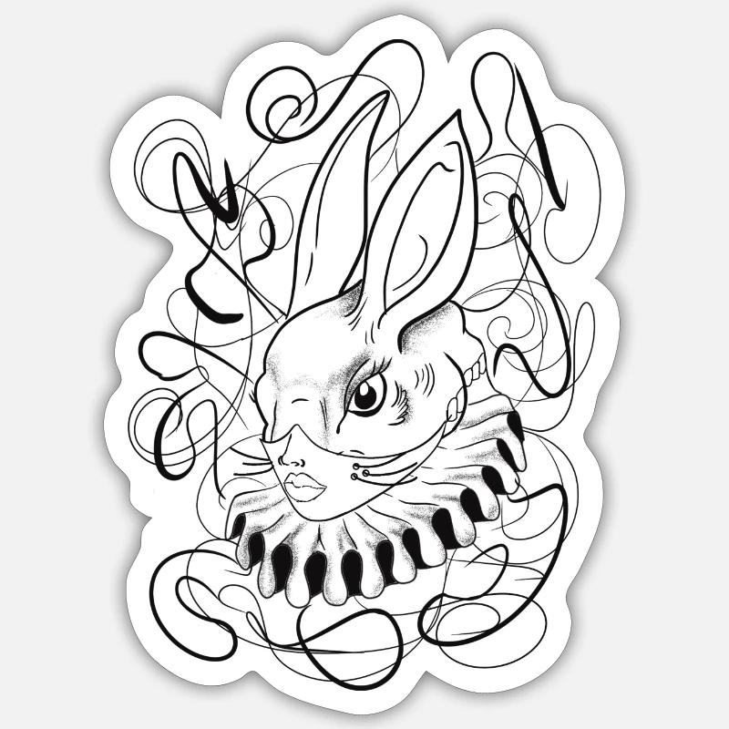 Fantasy Hase Alice - Sticker Größe S (10 x 10 cm) - Mattweiß