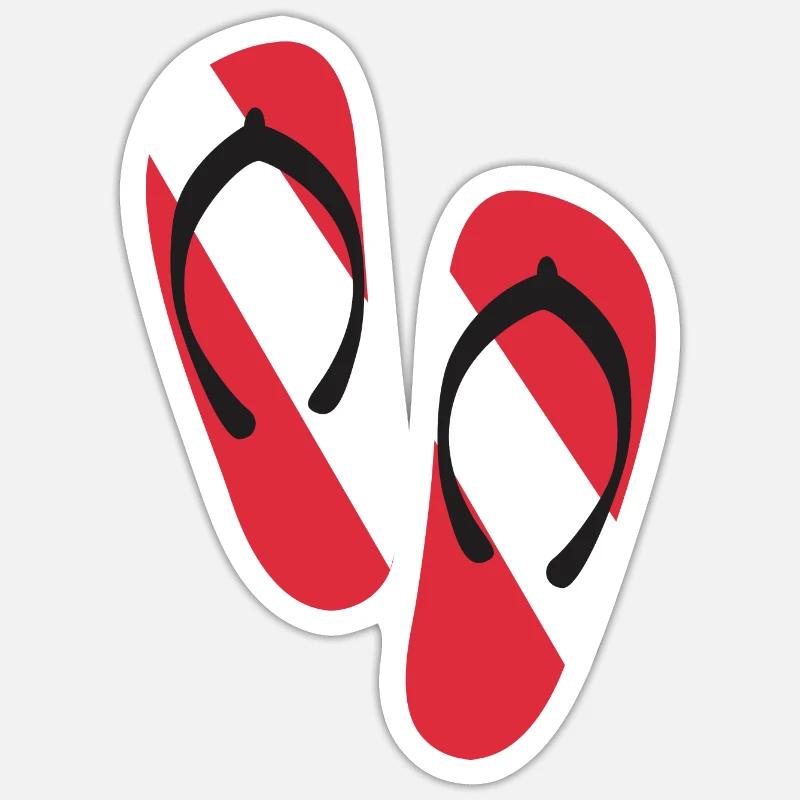 Pantoufles rouges et blanches - Sticker taille S (10 x 10 cm) - blanc mat