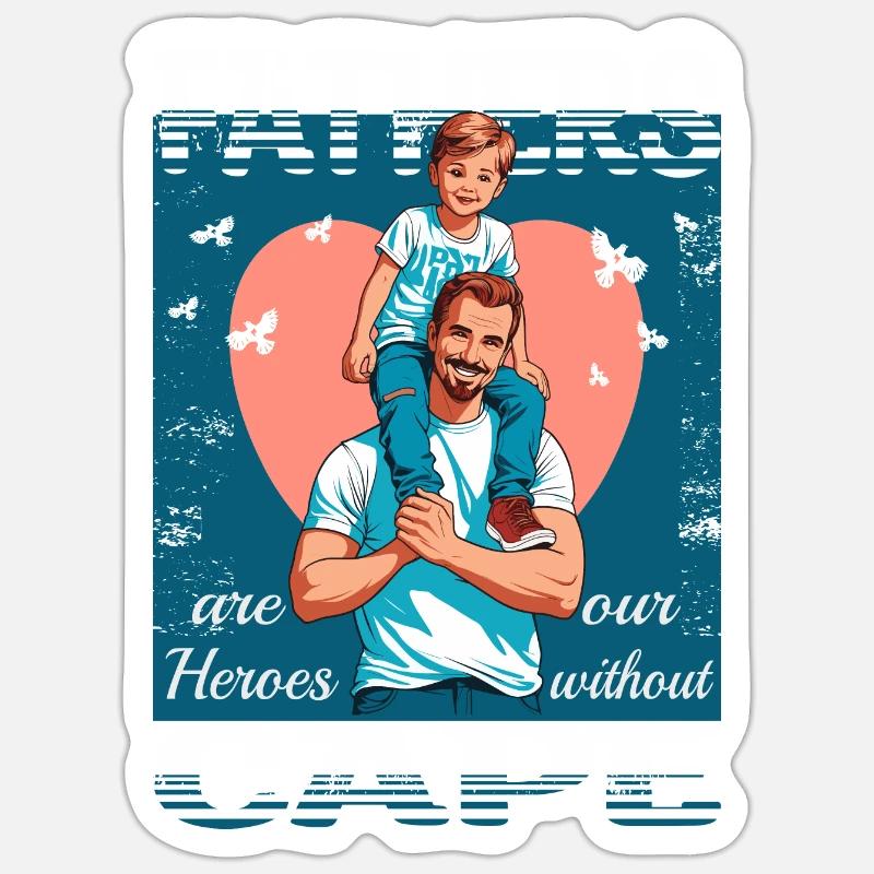 Väter sind Helden - Sticker Größe S (10 x 10 cm) - Mattweiß