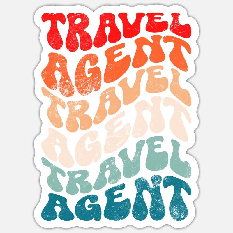 Agent de voyage rétro - Sticker taille S (10 x 10 cm) - blanc mat