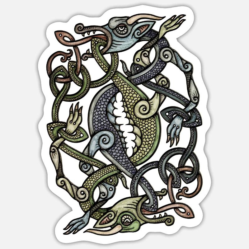 Dragons vikings - Sticker taille S (10 x 10 cm) - blanc mat