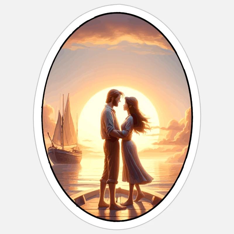 Romance at sunset Large - Sticker size S (10 x 10 cm) - white matte