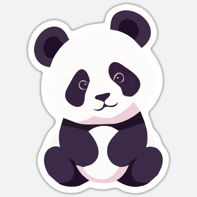 Panda Baby sitzend - Sticker Größe S (10 x 10 cm) - Mattweiß