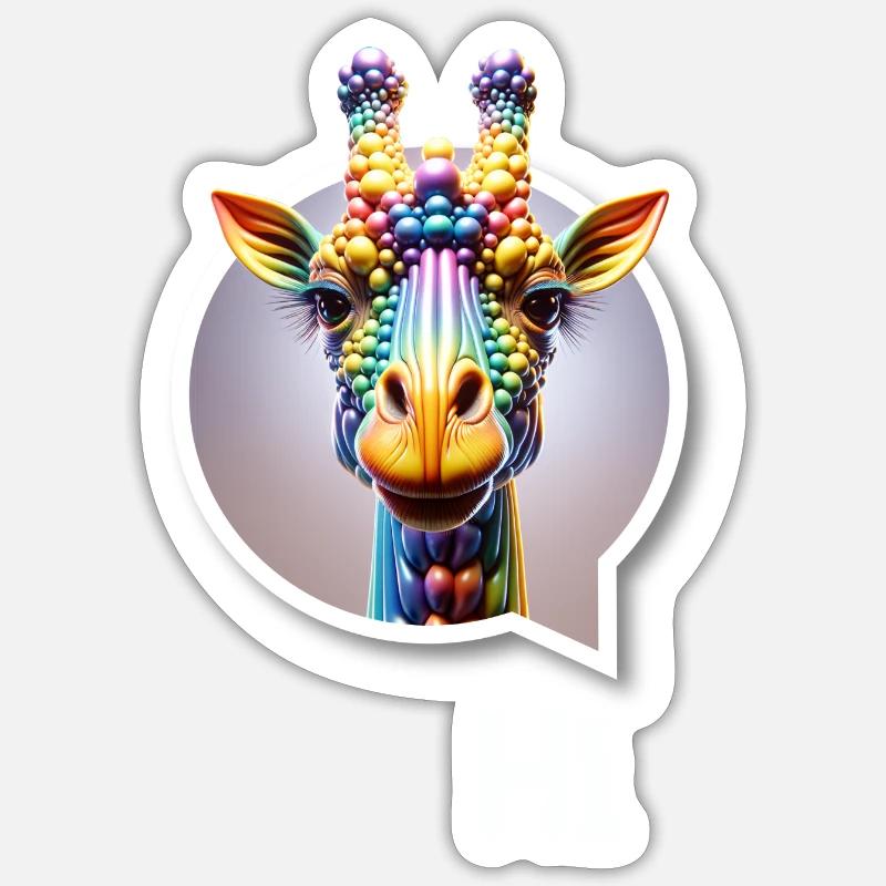 Giraffe diversity CSD regenbogen 3D spruch balloon - Sticker Größe S (10 x 10 cm) - Mattweiß