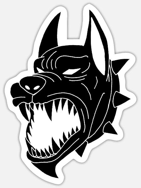 Schwarzer Hund der Unterwelt - Sticker Größe S (10 x 10 cm) - Mattweiß