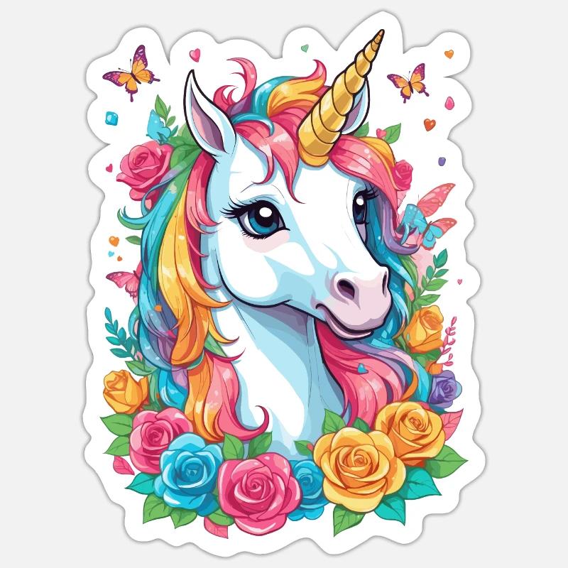 Süßes Einhorn - Sticker Größe S (10 x 10 cm) - Mattweiß