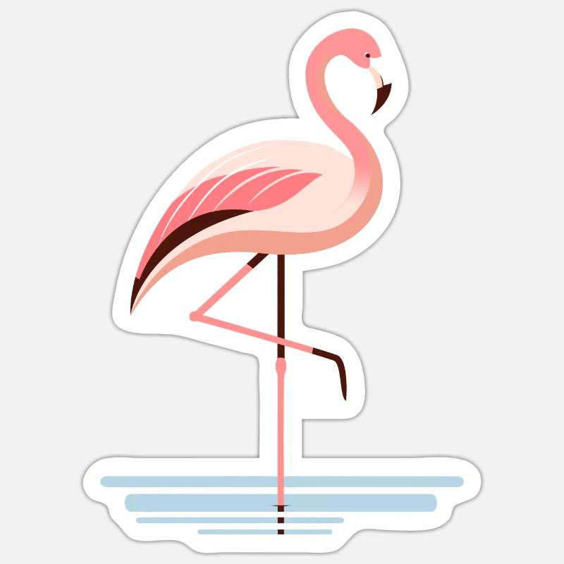 Flamingo in the water - Sticker size S (10 x 10 cm) - white matte
