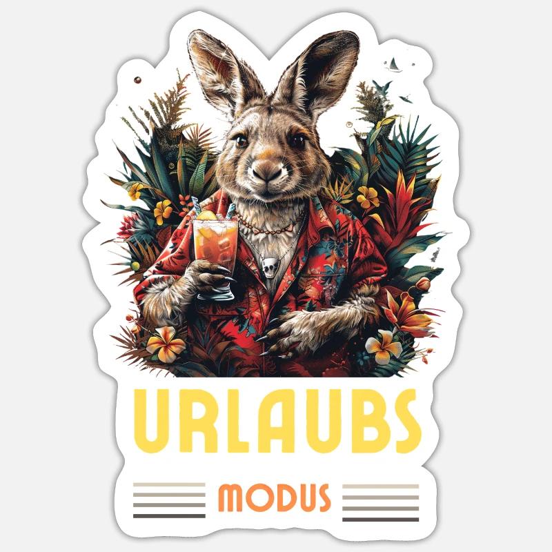 Kangaroo Lounger Vacation Fun Beach Summer Work Sticker size S (10 x 10 cm)