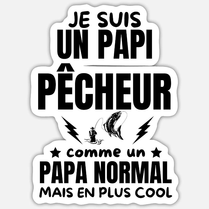 PAPI PECHEUR - Sticker taille S (10 x 10 cm) - blanc mat